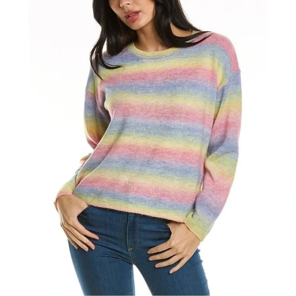 NWT JOHNNY WAS Sunrise Pullover XL Wool Blend Sweater Rainbow Sorbet Oversized - Picture 1 of 12